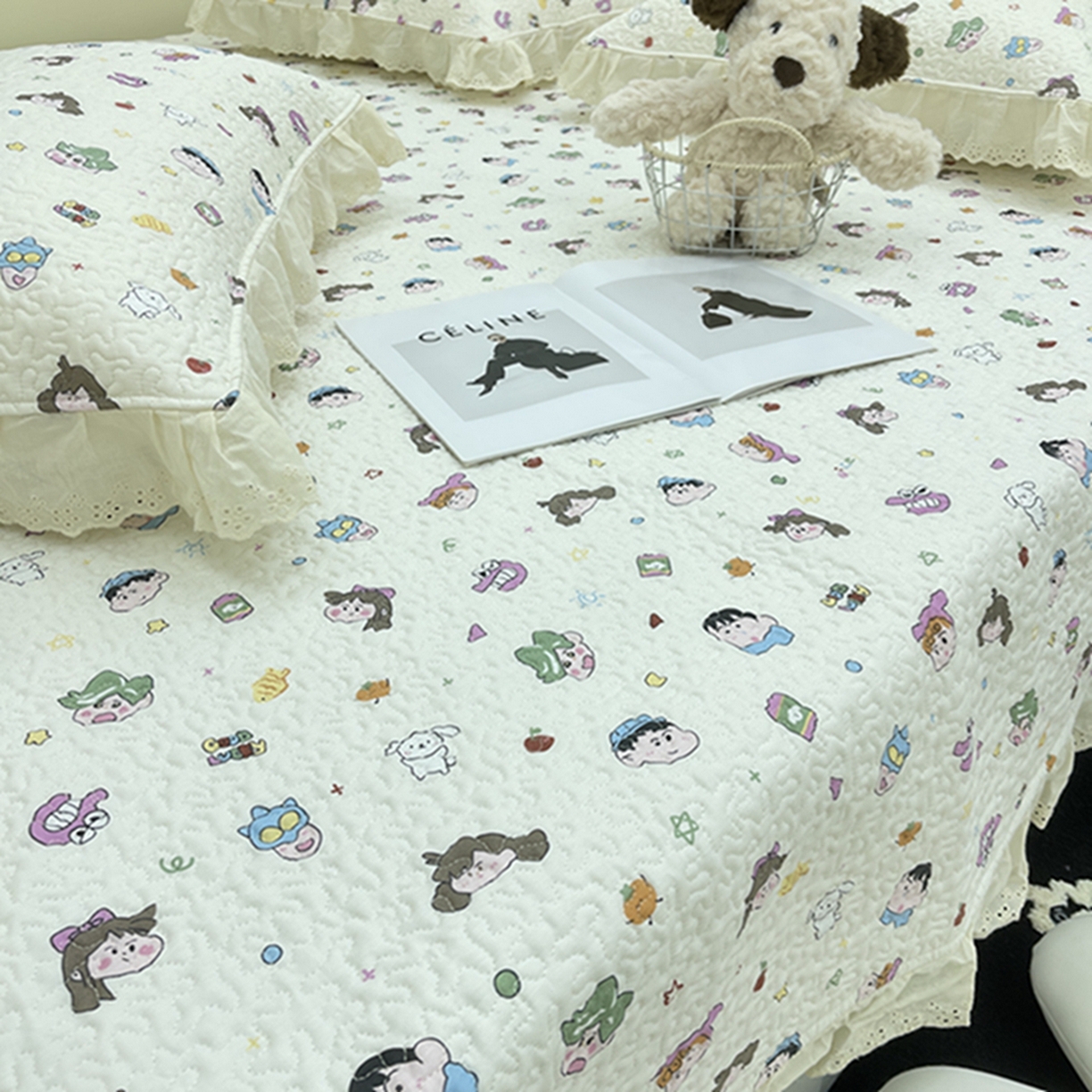 91家纺网 家纺一手货源 找家纺 禧瑞谷 2026法式纯棉绗缝全棉榻榻米床盖防滑加厚纯棉床单夹棉三件套床盖纯棉东北农大炕盖 小新一家