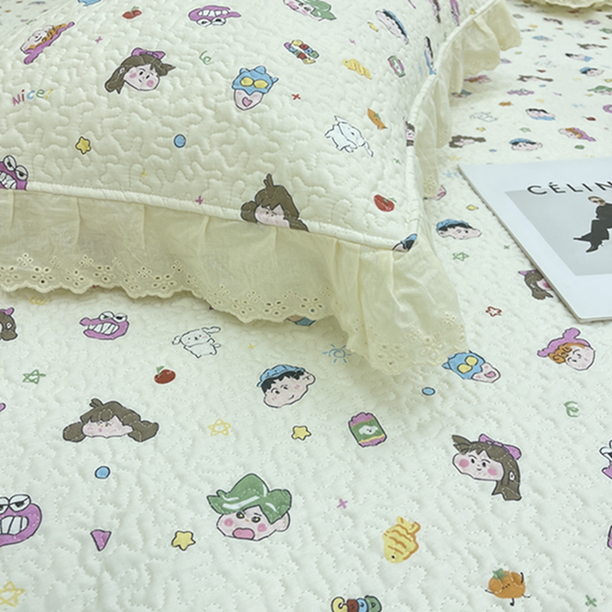 91家纺网 家纺一手货源 找家纺 禧瑞谷 2026法式纯棉绗缝全棉榻榻米床盖防滑加厚纯棉床单夹棉三件套床盖纯棉东北农大炕盖 小新一家