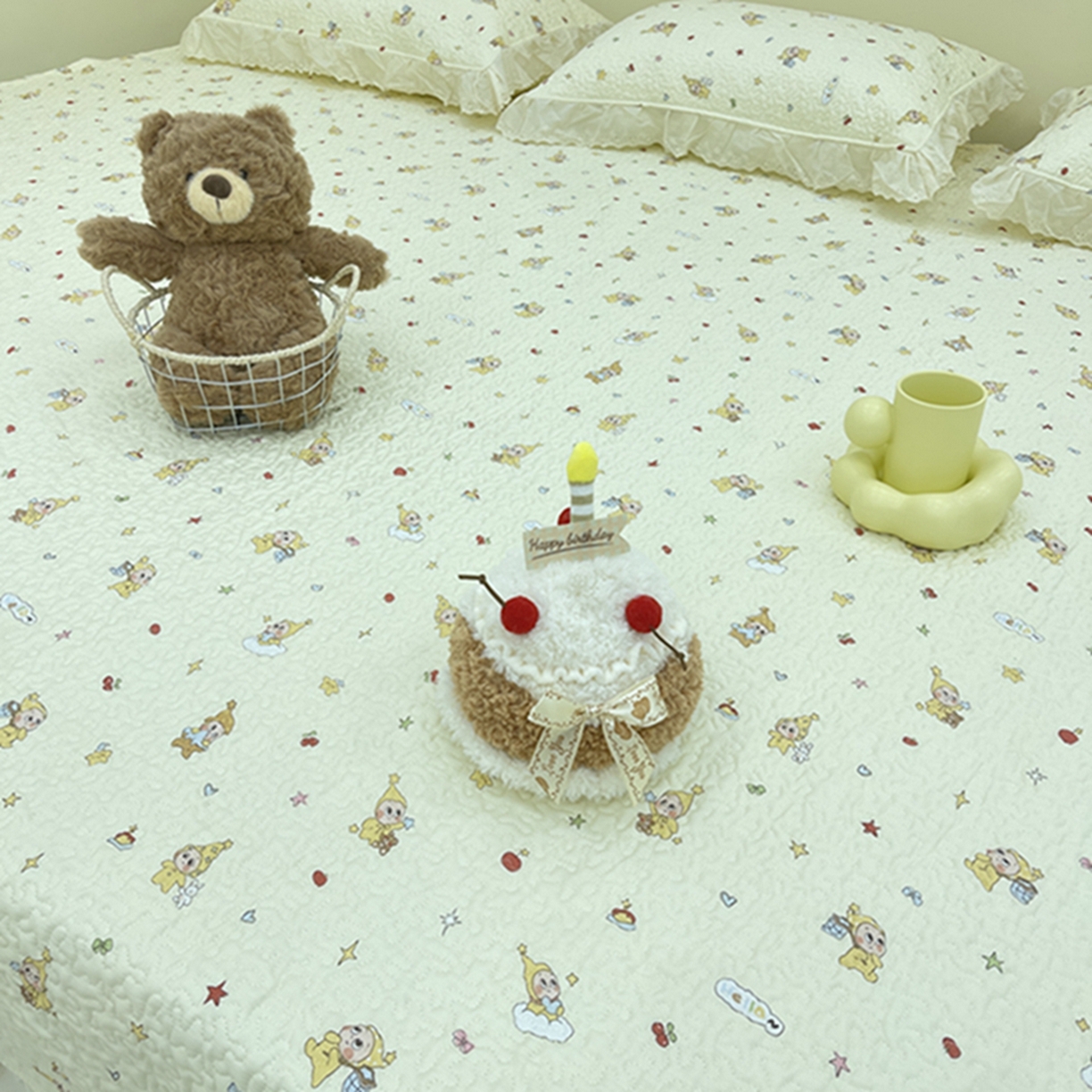 91家纺网 家纺一手货源 找家纺 禧瑞谷 2026法式纯棉绗缝全棉榻榻米床盖防滑加厚纯棉床单夹棉三件套床盖纯棉东北农大炕盖 星星人