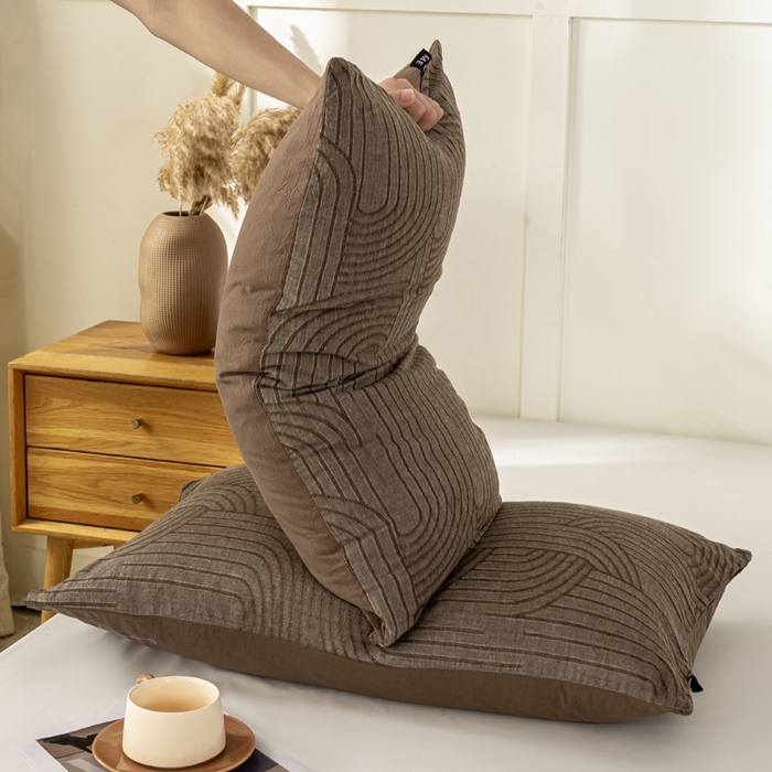 91家纺网 家纺一手货源 找家纺 恋人优选 2026新款全棉提花枕套 浮光咖