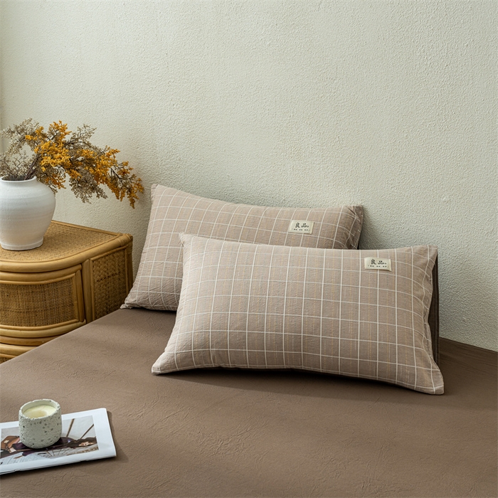 恋人优选 2026新款全棉提花枕套 锦绣-焦糖咖