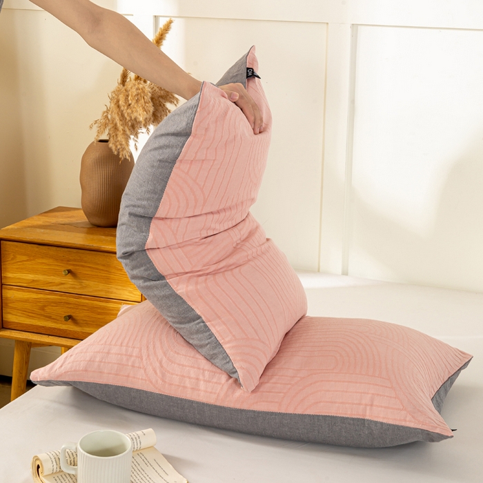 91家纺网 家纺一手货源 找家纺 恋人优选 2026新款全棉提花枕套 浮光粉