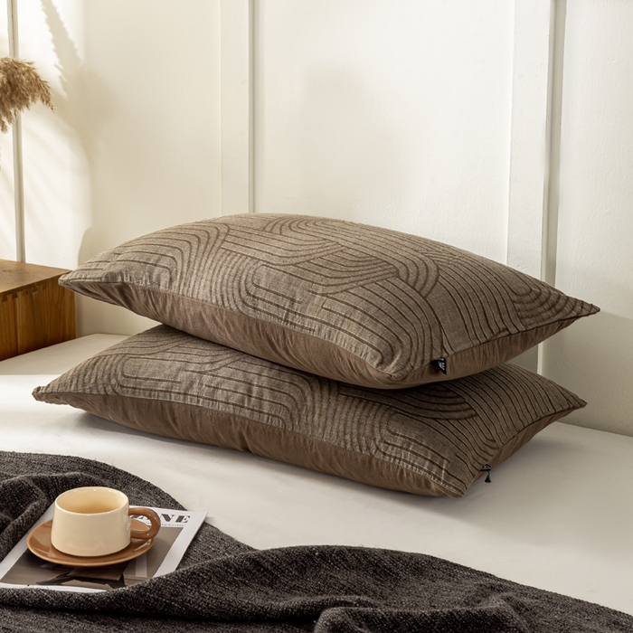 91家纺网 家纺一手货源 找家纺 恋人优选 2026新款全棉提花枕套 浮光咖