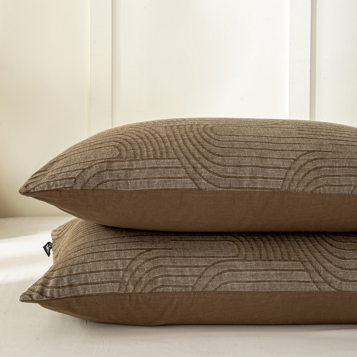 91家纺网 家纺一手货源 找家纺 恋人优选 2026新款全棉提花枕套 浮光咖