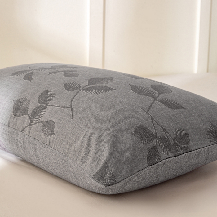 91家纺网 家纺一手货源 找家纺 恋人优选 2026新款全棉提花枕套 樱花叶-灰