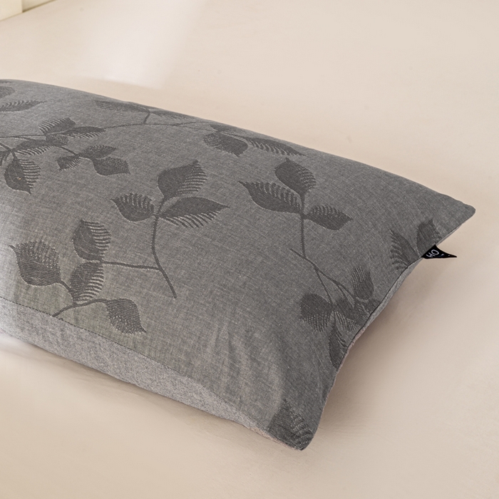 91家纺网 家纺一手货源 找家纺 恋人优选 2026新款全棉提花枕套 樱花叶-灰