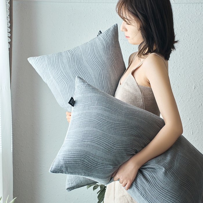 91家纺网 家纺一手货源 找家纺 恋人优选 2026新款全棉提花枕套 大波浪灰