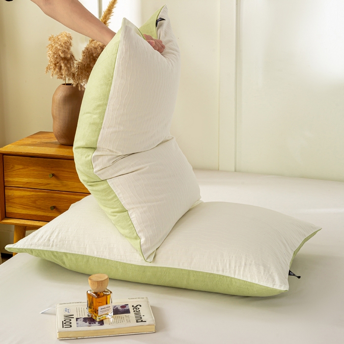 91家纺网 家纺一手货源 找家纺 恋人优选 2026新款全棉提花枕套 波纹纱-月牙白