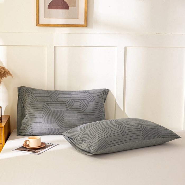 91家纺网 家纺一手货源 找家纺 恋人优选 2026新款全棉提花枕套 浮光灰