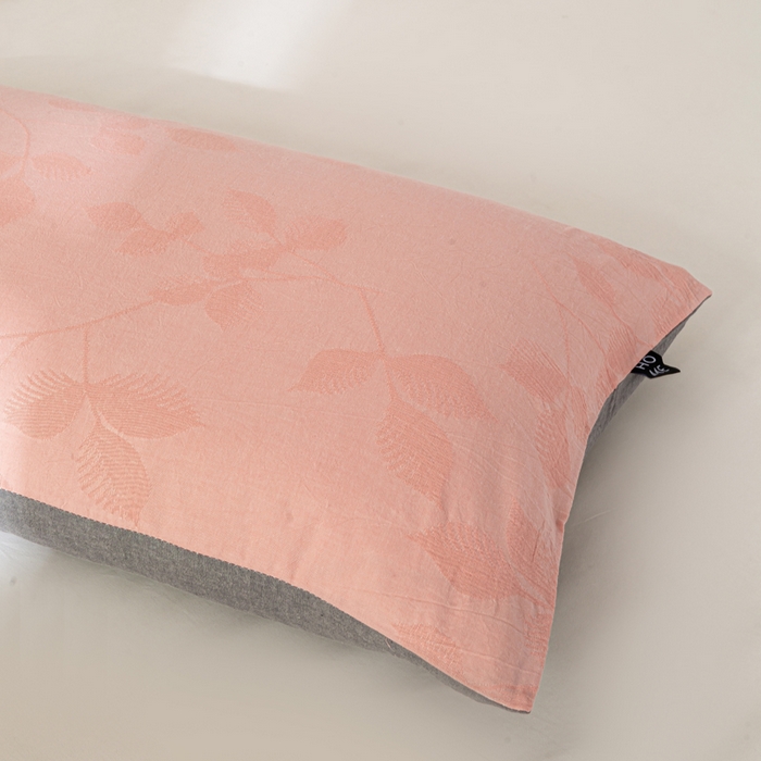 91家纺网 家纺一手货源 找家纺 恋人优选 2026新款全棉提花枕套 樱花叶-粉