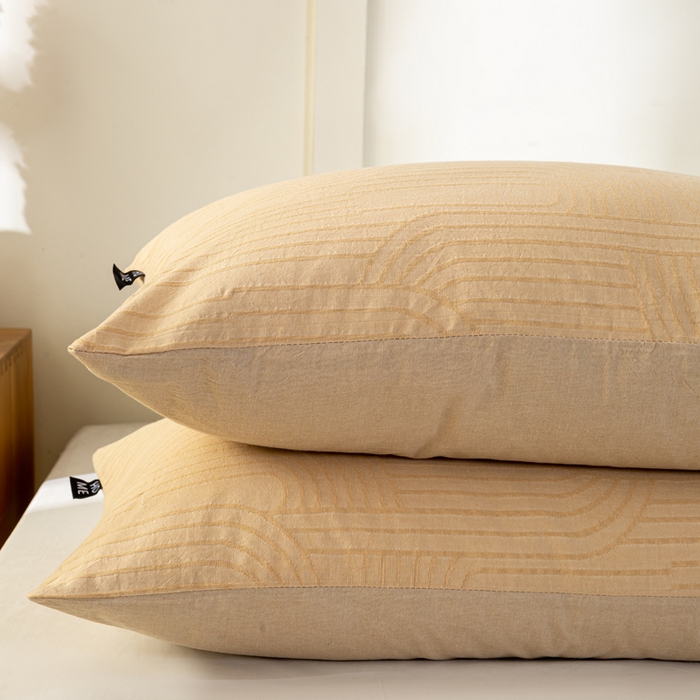 91家纺网 家纺一手货源 找家纺 恋人优选 2026新款全棉提花枕套 浮光卡其