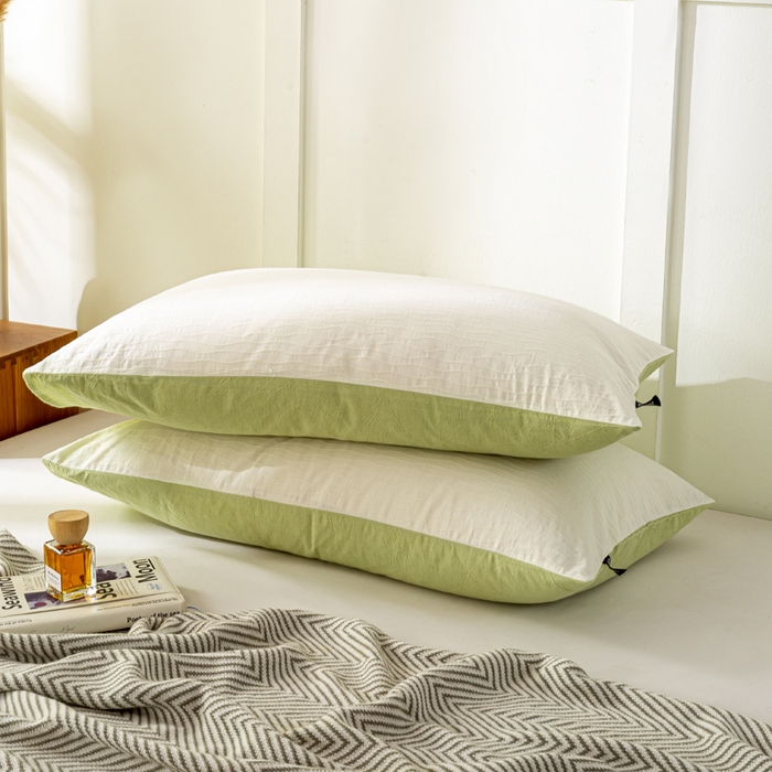 91家纺网 家纺一手货源 找家纺 恋人优选 2026新款全棉提花枕套 波纹纱-月牙白