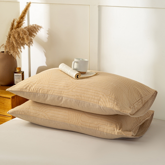 91家纺网 家纺一手货源 找家纺 恋人优选 2026新款全棉提花枕套 浮光卡其