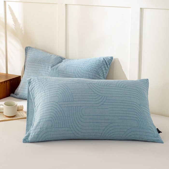 91家纺网 家纺一手货源 找家纺 恋人优选 2026新款全棉提花枕套 浮光兰