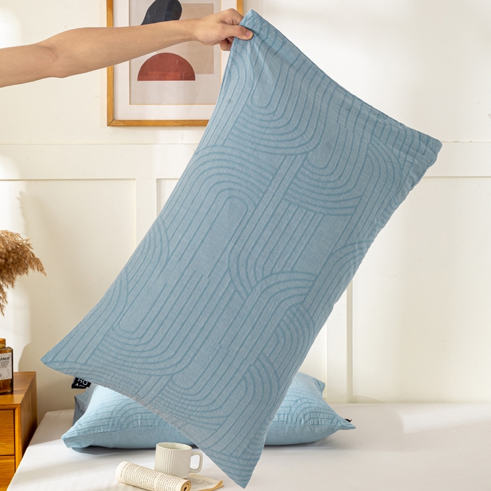 91家纺网 家纺一手货源 找家纺 恋人优选 2026新款全棉提花枕套 浮光兰