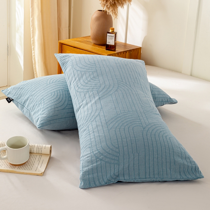 91家纺网 家纺一手货源 找家纺 恋人优选 2026新款全棉提花枕套 浮光兰