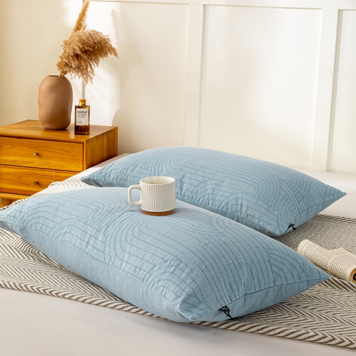 91家纺网 家纺一手货源 找家纺 恋人优选 2026新款全棉提花枕套 浮光兰