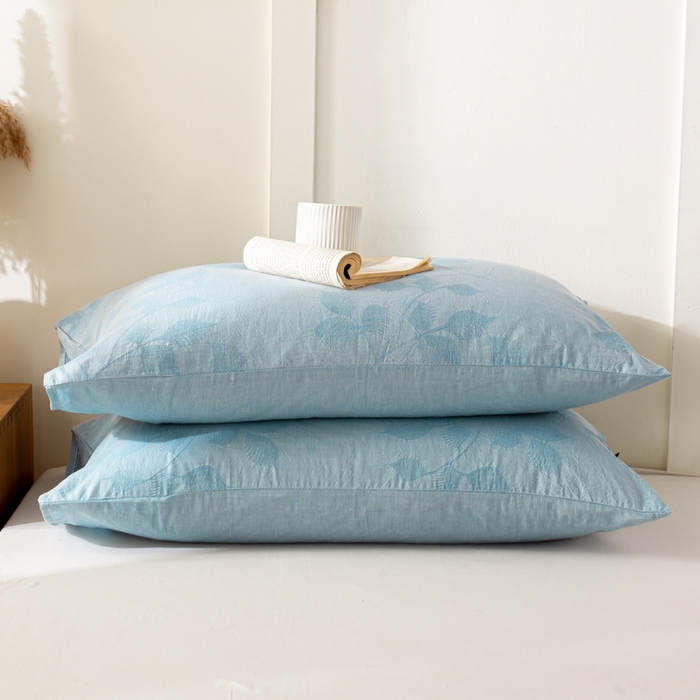 91家纺网 家纺一手货源 找家纺 恋人优选 2026新款全棉提花枕套 樱花叶-兰