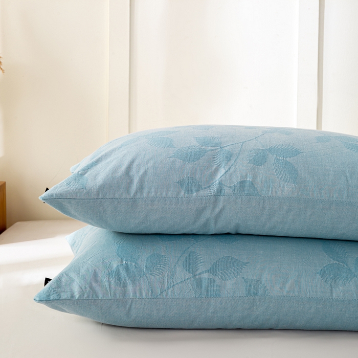 91家纺网 家纺一手货源 找家纺 恋人优选 2026新款全棉提花枕套 樱花叶-兰