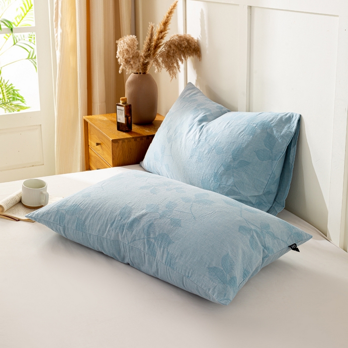 91家纺网 家纺一手货源 找家纺 恋人优选 2026新款全棉提花枕套 樱花叶-兰