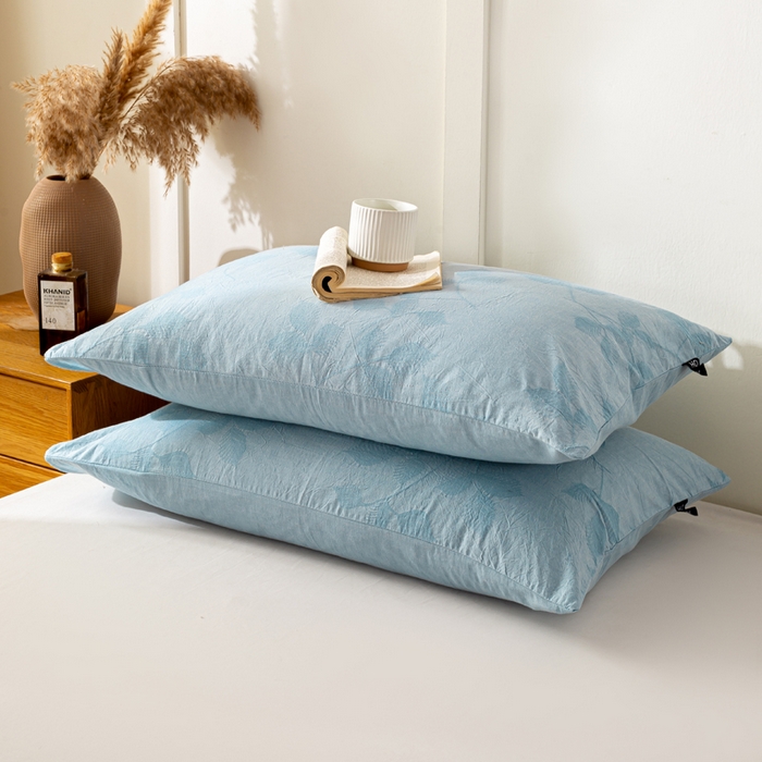 91家纺网 家纺一手货源 找家纺 恋人优选 2026新款全棉提花枕套 樱花叶-兰