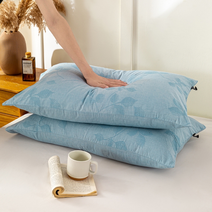 91家纺网 家纺一手货源 找家纺 恋人优选 2026新款全棉提花枕套 樱花叶-兰