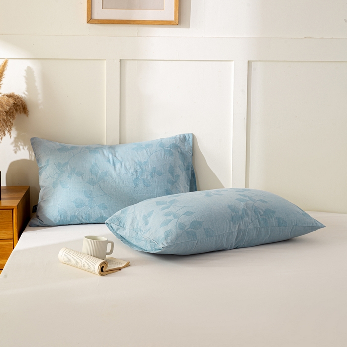 91家纺网 家纺一手货源 找家纺 恋人优选 2026新款全棉提花枕套 樱花叶-兰