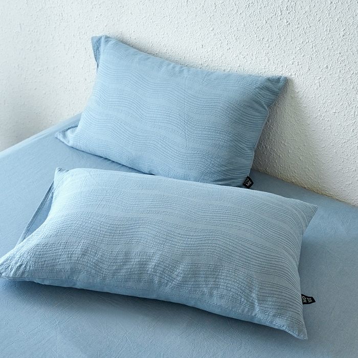 恋人优选 2026新款全棉提花枕套 大波浪兰