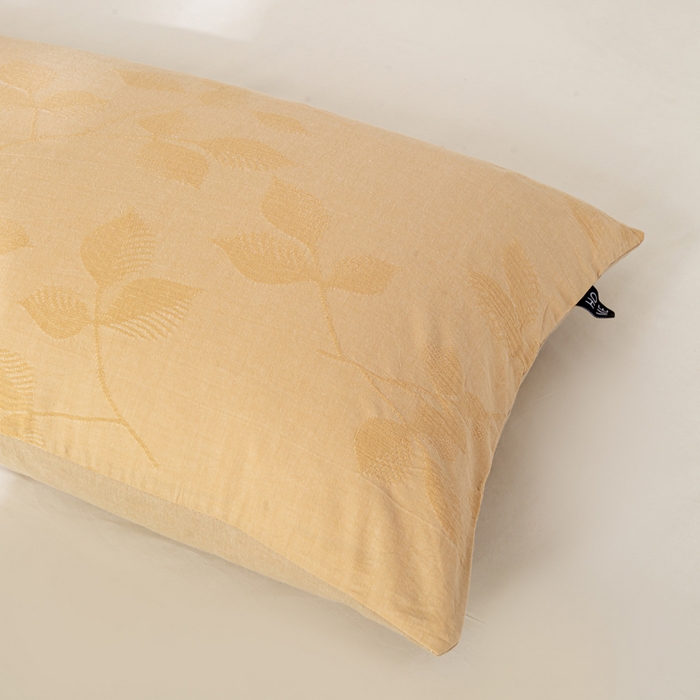 91家纺网 家纺一手货源 找家纺 恋人优选 2026新款全棉提花枕套 樱花叶-卡其