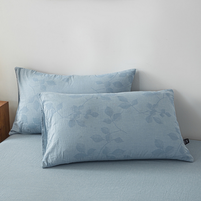 91家纺网 家纺一手货源 找家纺 恋人优选 2026新款全棉提花枕套 樱花叶-兰