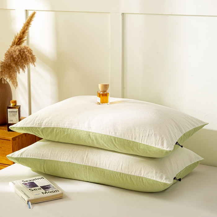 91家纺网 家纺一手货源 找家纺 恋人优选 2026新款全棉提花枕套 波纹纱-月牙白