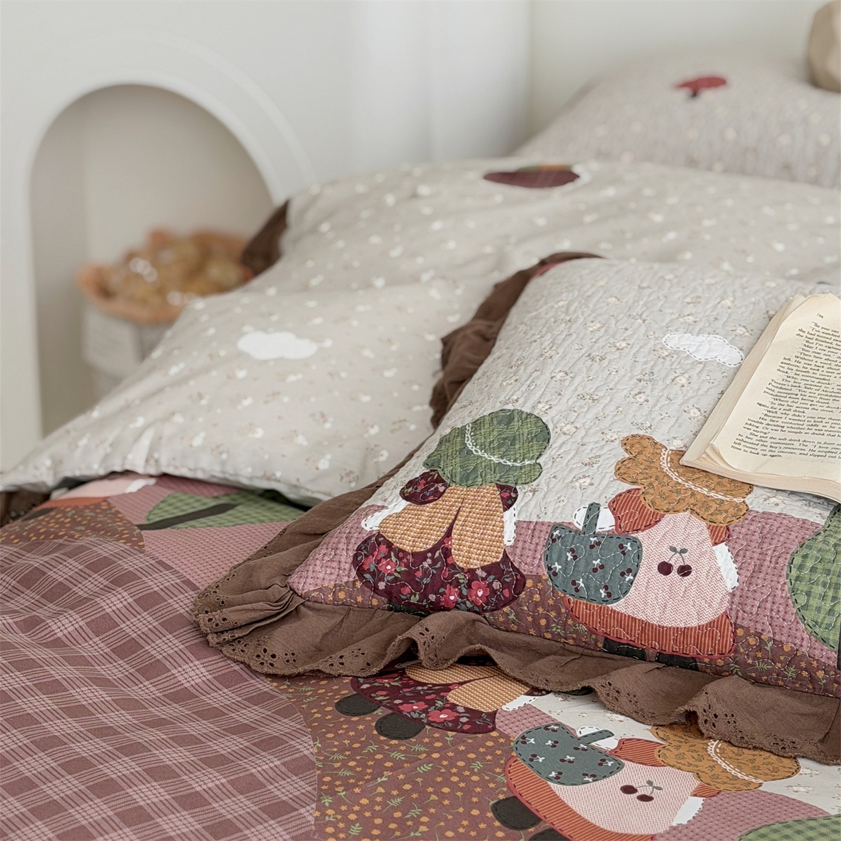 91家纺网 家纺一手货源 找家纺 佰织鑫家居 2026新款全棉法式砂洗棉花床盖款被套四件套 森林物语