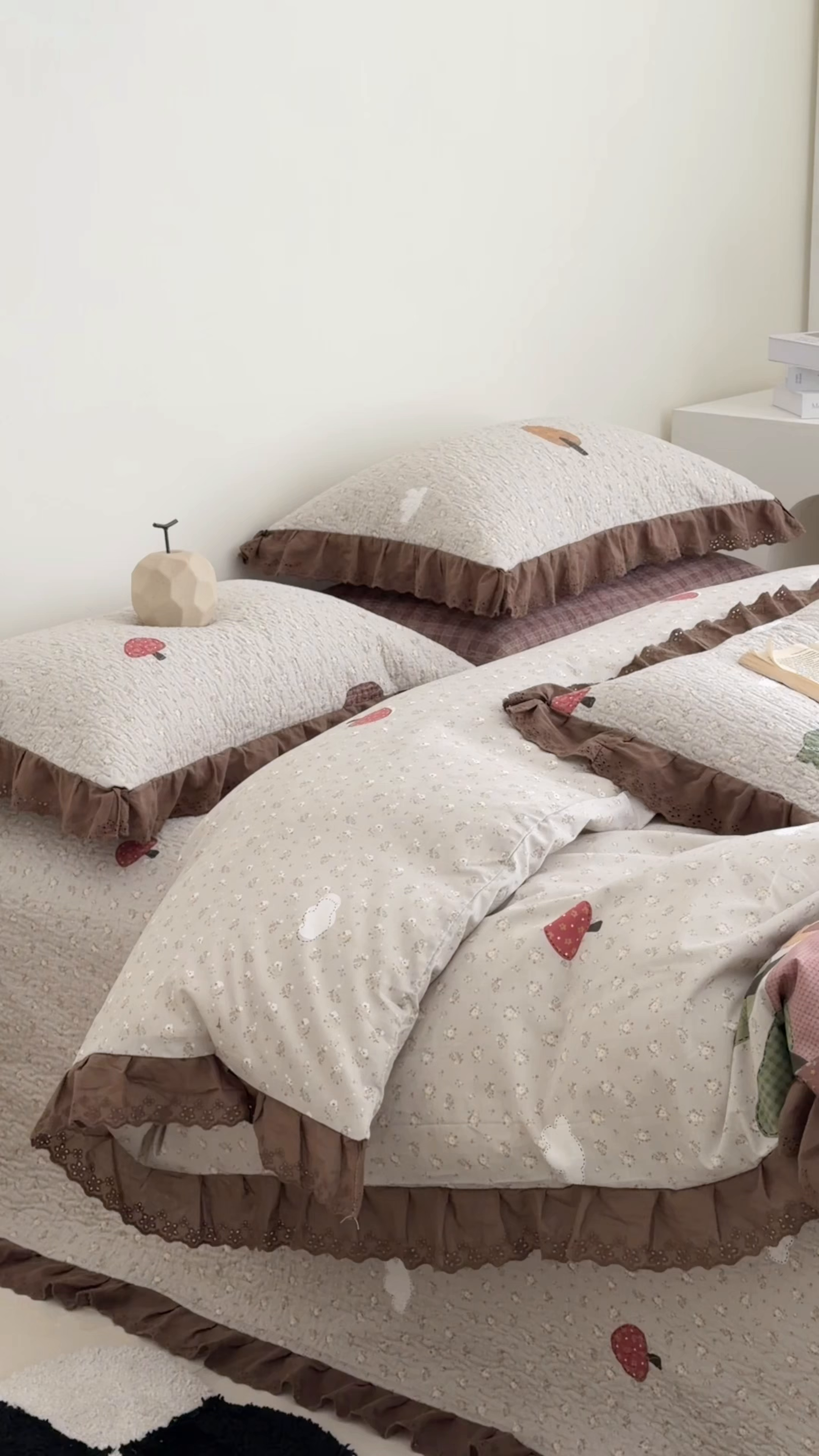 91家纺网 家纺一手货源 找家纺 佰织鑫家居 2026新款全棉法式砂洗棉花床盖款被套四件套 森林物语