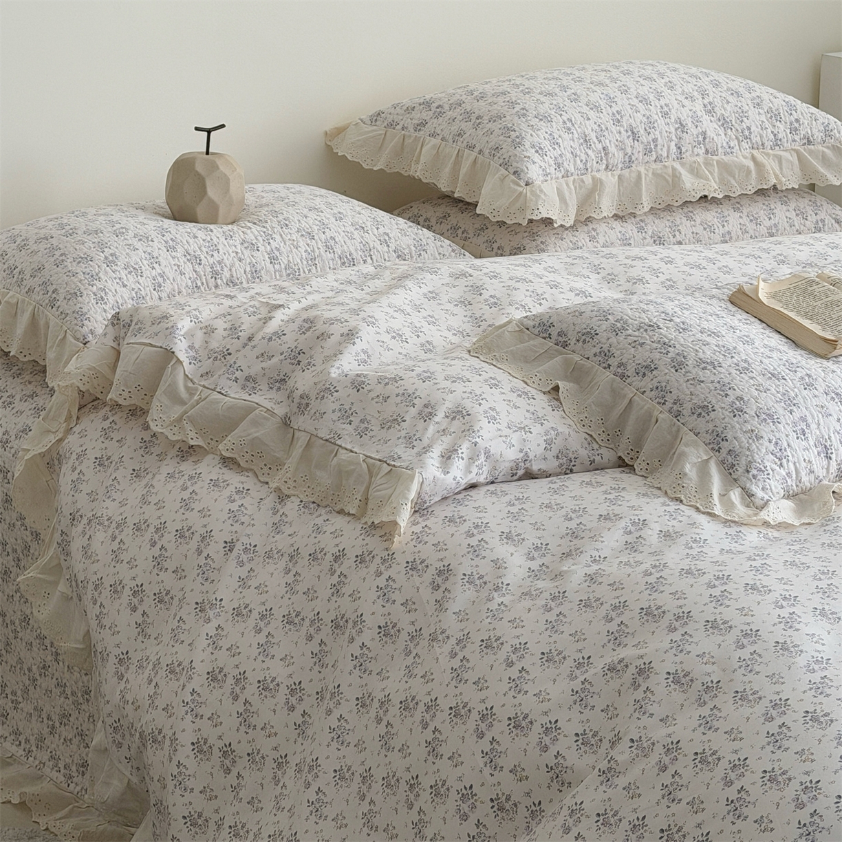 91家纺网 家纺一手货源 找家纺 佰织鑫家居 2026新款全棉法式砂洗棉花床盖款被套四件套 紫遇