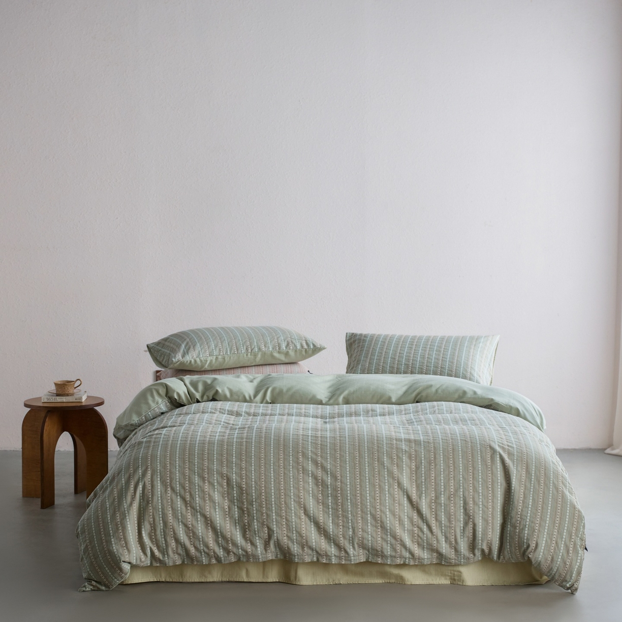 91家纺网 家纺一手货源 找家纺 （总）安莱生活 2026春夏新款水洗棉全棉色织大提花春日絮语四件套 春日絮语系列（券后最低控价319）