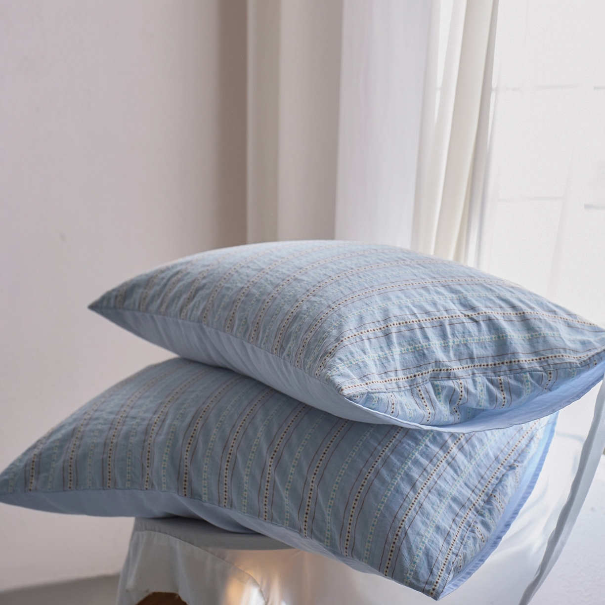 91家纺网 家纺一手货源 找家纺 安莱生活 2026春夏新款水洗棉全棉色织大提花春日絮语四件套 春日絮语系列（券后最低控价319） 春日絮语-浅蓝