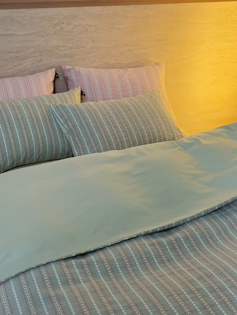 91家纺网 家纺一手货源 找家纺 安莱生活 2026春夏新款水洗棉全棉色织大提花春日絮语四件套 春日絮语系列（券后最低控价319） 春日絮语-豆绿