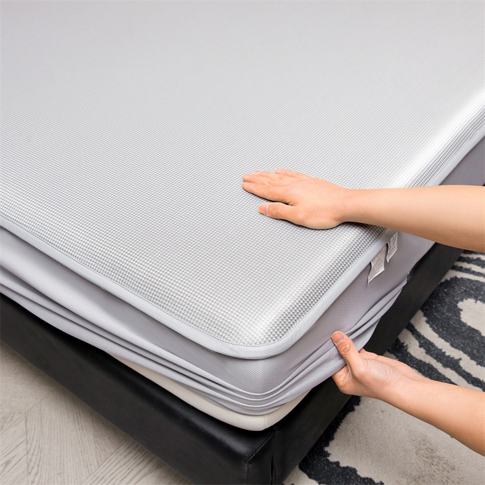 雯豆家纺 2026春夏新款碳光冰丝床笠加厚三明治凉感床垫保护套夏季床罩凉席席子 千鸟格-床笠款-银帆灰