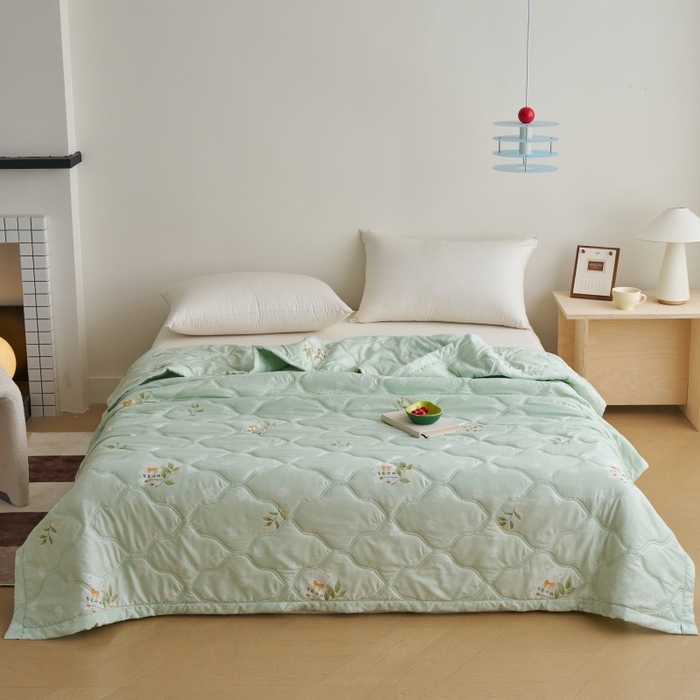 坦客毯业 2026春夏新款超声波夏被亲肤绒夏凉被芦荟棉夏季被子批发供货赠品礼品被便宜夏被 绿园春