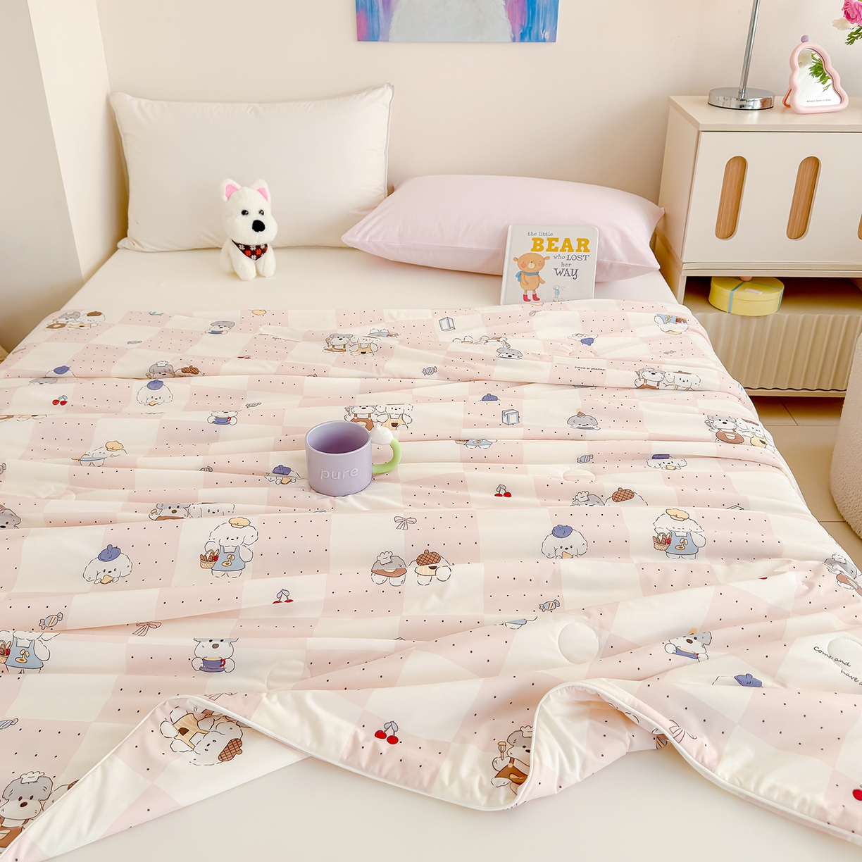 91家纺网 家纺一手货源 找家纺 （总）芯恋家居 2026年新款小冰川凉感夏被冰皮凉感印花夏被凉感丝夏被（四周踩棉工艺）