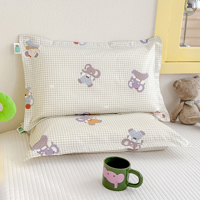 91家纺网 家纺一手货源 找家纺 良佐生活  2026年新款铂金全棉压线枕套 调皮象