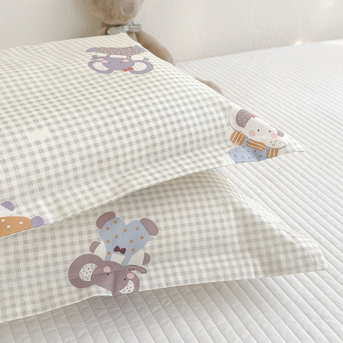 91家纺网 家纺一手货源 找家纺 良佐生活  2026年新款铂金全棉压线枕套 调皮象