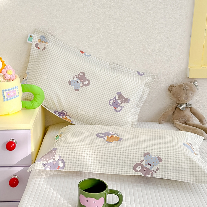 91家纺网 家纺一手货源 找家纺 良佐生活  2026年新款铂金全棉压线枕套 调皮象