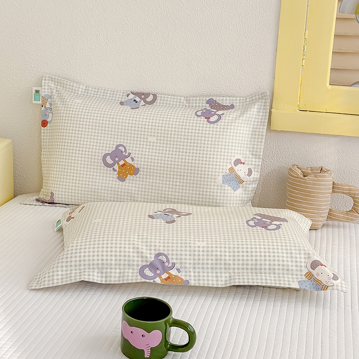 良佐生活  2026年新款铂金全棉压线枕套 调皮象