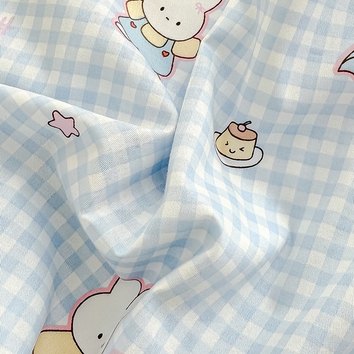 91家纺网 家纺一手货源 找家纺 良佐生活  2026年新款铂金全棉压线枕套 乐兔蓝