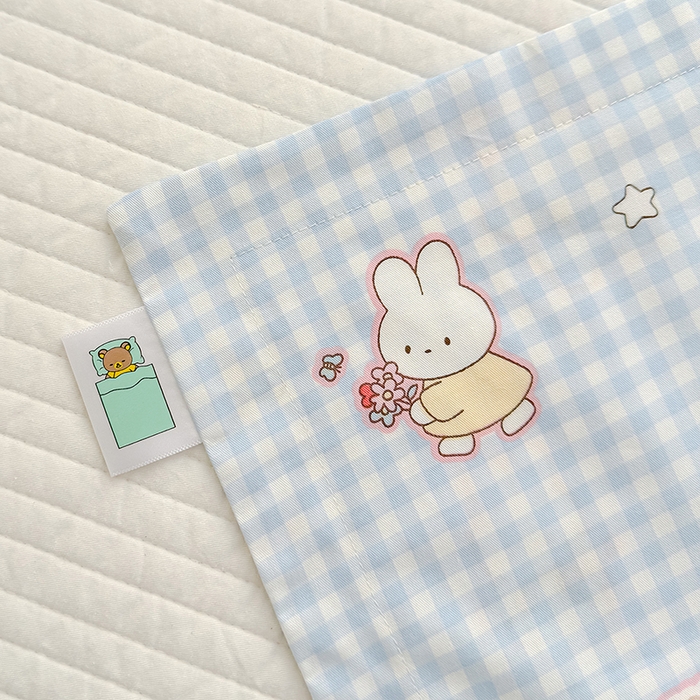 91家纺网 家纺一手货源 找家纺 良佐生活  2026年新款铂金全棉压线枕套 乐兔蓝