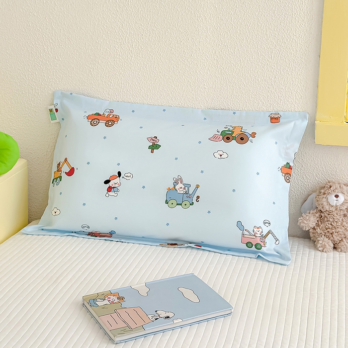 91家纺网 家纺一手货源 找家纺 良佐生活  2026年新款铂金全棉压线枕套 挖机小分队