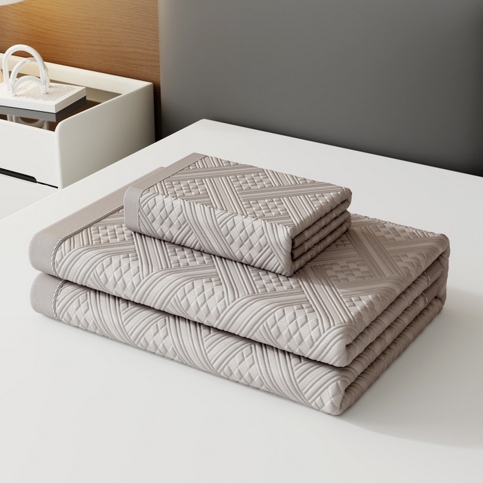 91家纺网 家纺一手货源 找家纺 宜派家纺 2026新款PE凉感冰丝席三件套-床席款 织序 -灰