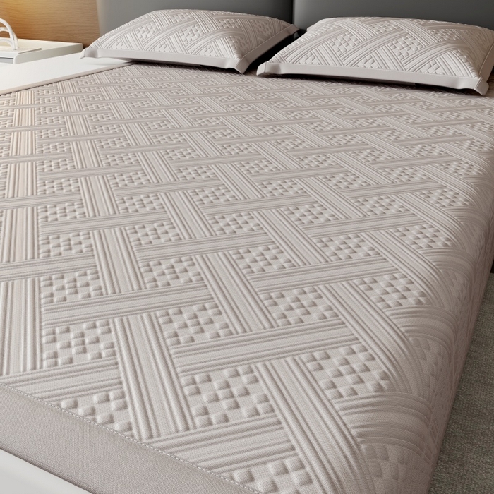 91家纺网 家纺一手货源 找家纺 宜派家纺 2026新款PE凉感冰丝席三件套-床席款 织序 -灰