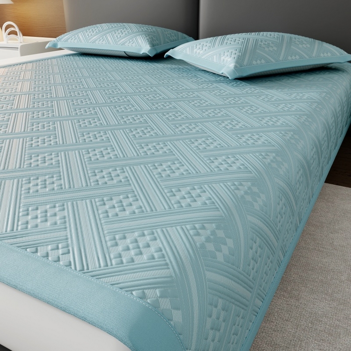 宜派家纺 2026新款PE凉感冰丝席三件套-床席款 织序 -蓝